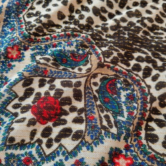 Plaid Floral Animal Print Fringe Scarf - Picture 6 of 7